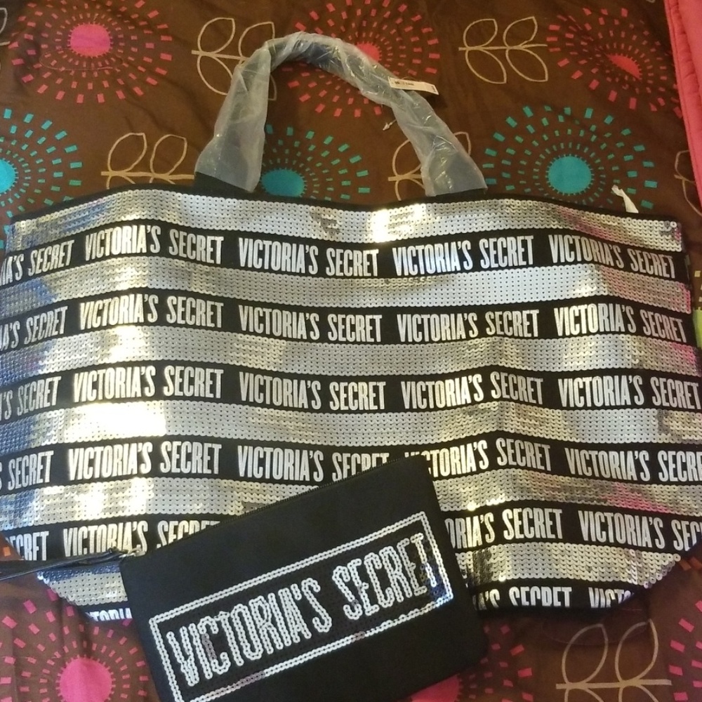 Victoria's Secret Sequin Bag with free make up bag